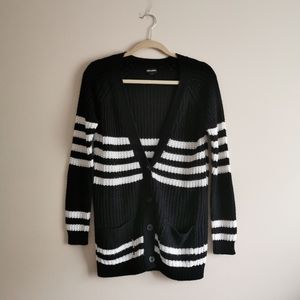 Love & Liberty Black & White-Striped Cardigan M